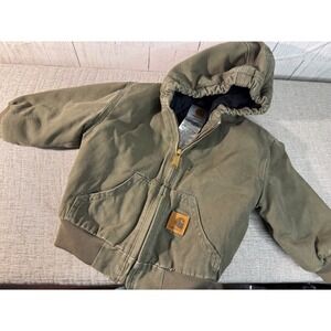 Vintage Carhartt Jacket Toddler Baby 2T Green Hooded Duck Canvas